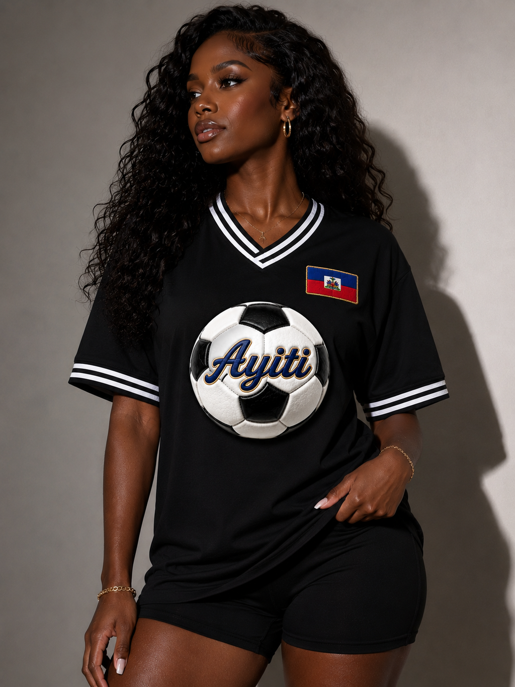Ayiti Soccer Ball T-Shirt | Haiti Football Jersey Style Shirt | Haitian Pride Graphic Tee