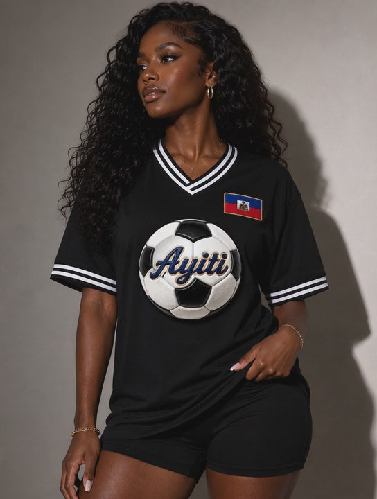 Ayiti Soccer Ball T-Shirt | Haiti Football Jersey Style Shirt | Haitian Pride Graphic Tee